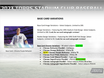 2023 Topps Stadium Club Baseball Hobby Box