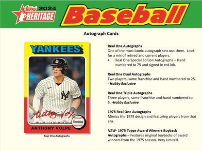 2024 Topps Heritage Baseball Hobby Box W/ 2024 Nscc Exclusive Silver Pack