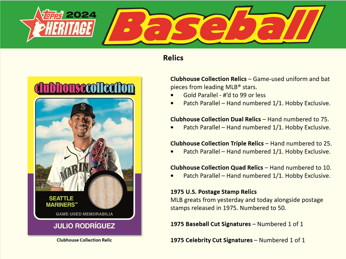 2024 Topps Heritage Baseball Hobby Box W/ 2024 Nscc Exclusive Silver Pack
