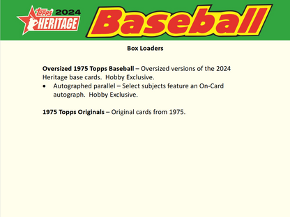 2024 Topps Heritage Baseball Hobby Box W/ 2024 Nscc Exclusive Silver Pack