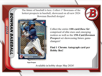 2024 Bowman Baseball Hobby Box W/ 2024 Nscc Exclusive Silver Pack