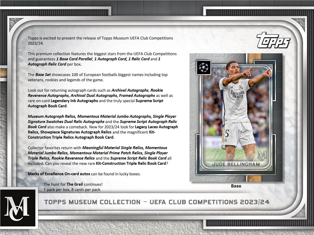 2023-24 Topps Uefa Club Competitions Museum Collection Soccer Hobby Box
