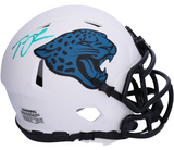Trevor Lawrence Jacksonville Jaguars Autographed Fanatics Authentic Riddell Lunar Eclipse Speed Mini Helmet - Signed in Teal Ink
