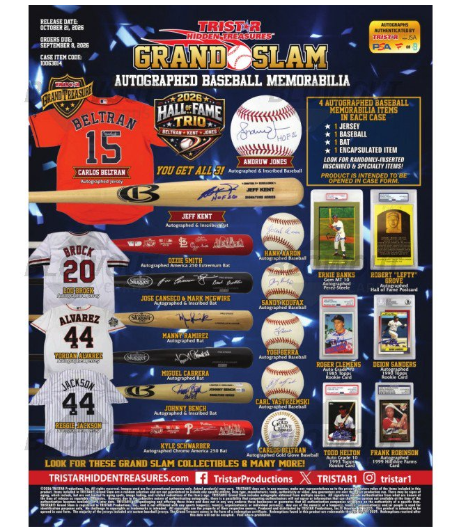 2026 Tristar Hidden Treasures Grand Slam Autographed Baseball Memorabilia Series 2 Case
