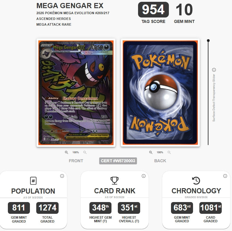 Mega Gengar Ex Pokemon Ascended Heroes Mega Attack Rare #269/217 Tag 10