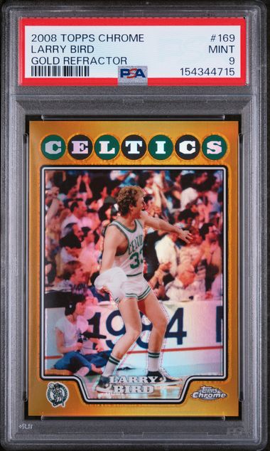 Larry Bird 2008 Topps Chrome Gold Refractor #'D 10/50 PSA 9