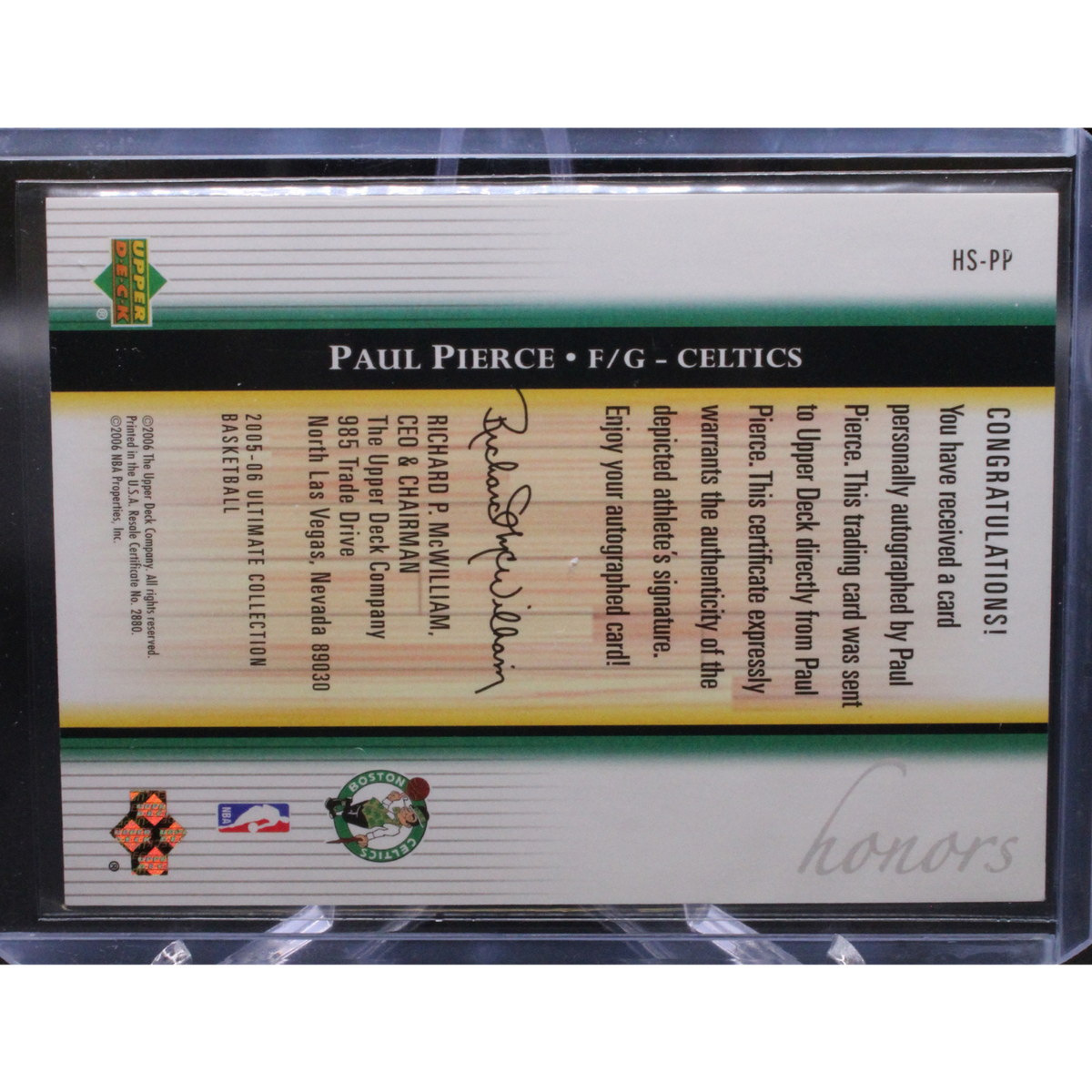 2006 Upper Deck Honors - Paul Pierce Hs-Pp - Ultimate Honors Signature /99