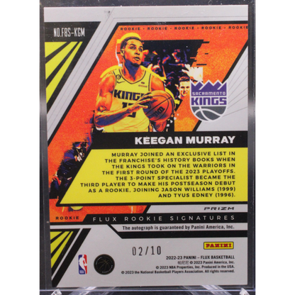 2022-23 Panini Flux Basketball - Keegan Murray Frs-Kgm - Gold Auto /10