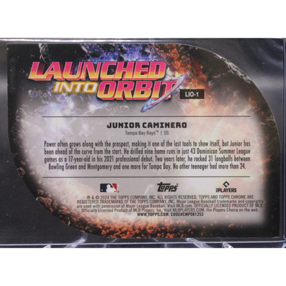 2024 Cosmic Chrome - Junior Caminero Liq-1 - Launched Into Orbit Black Eclipse /10