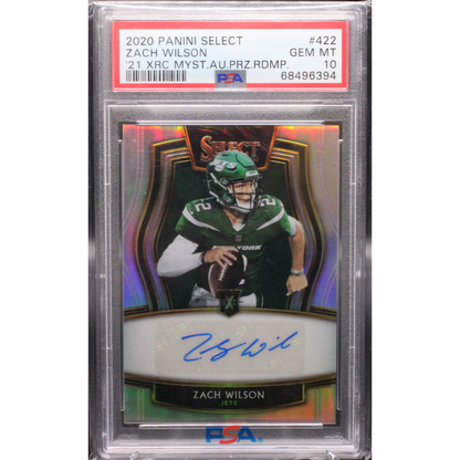 2020 Panini Select - Zach Wilson 422 - Xrc Auto /99 - PSA 10