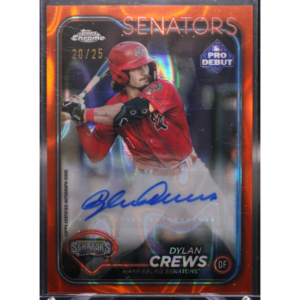2024 Pro Debut Chrome - Dylan Crews Pdc-128 - Orange Wave Auto /25
