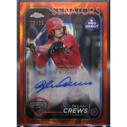2024 Pro Debut Chrome - Dylan Crews Pdc-128 - Orange Wave Auto /25