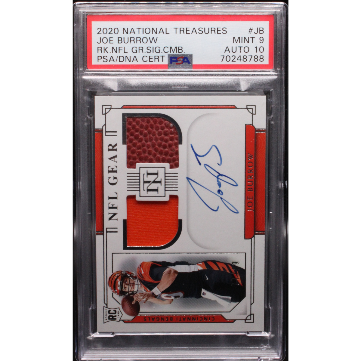 2020 Panini National Treasures - Joe Burrow Rsc-Jb - NFL Gear Signature /99 - PSA 9 / 10