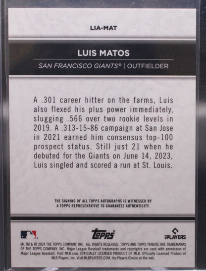 2024 Topps Tribute - Luis Matos Lia-Mat - Orange Auto /25