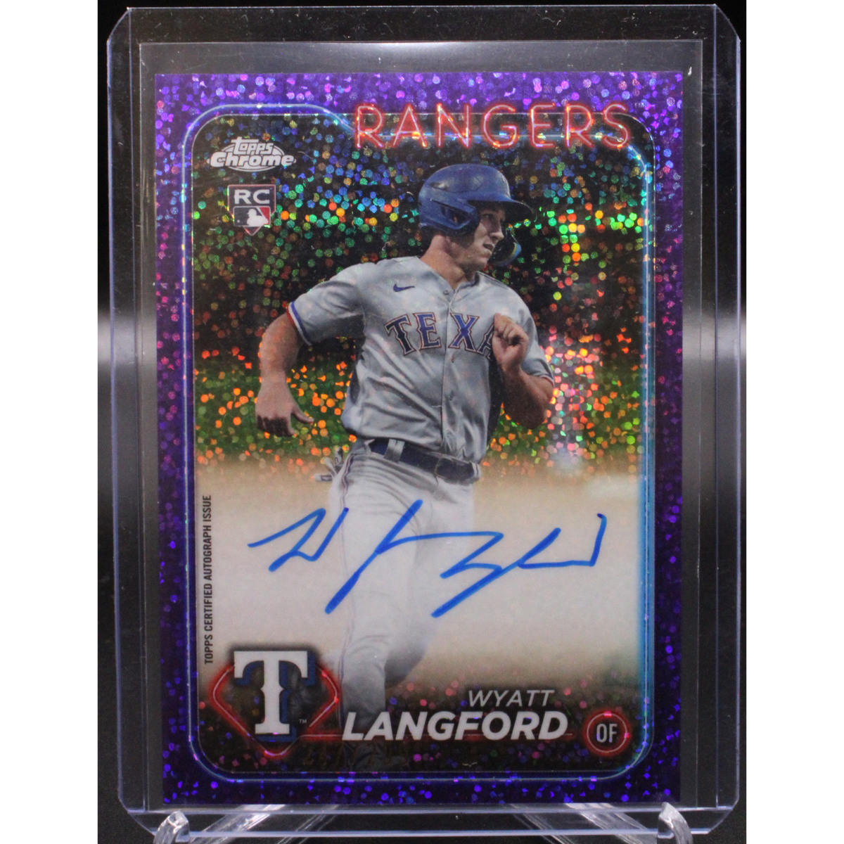 2024 Topps Chrome Baseball - Wyatt Langford Ra-Wl - Purple Speckle Refractor Auto /299