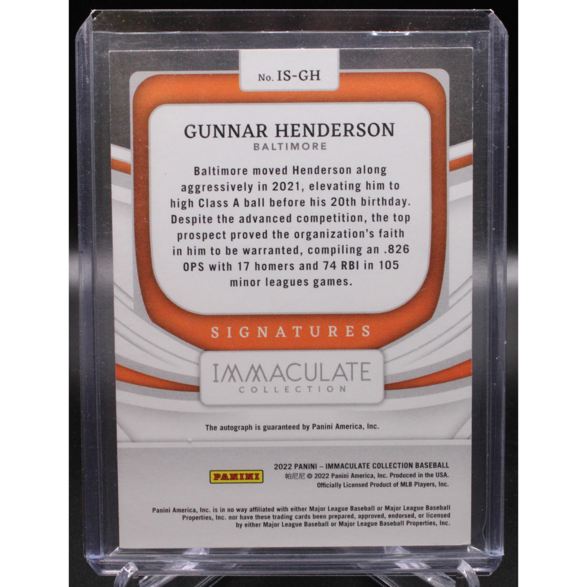 2022 Panini Immaculate - Gunnar Henderson Is-Gh - Red Auto /25