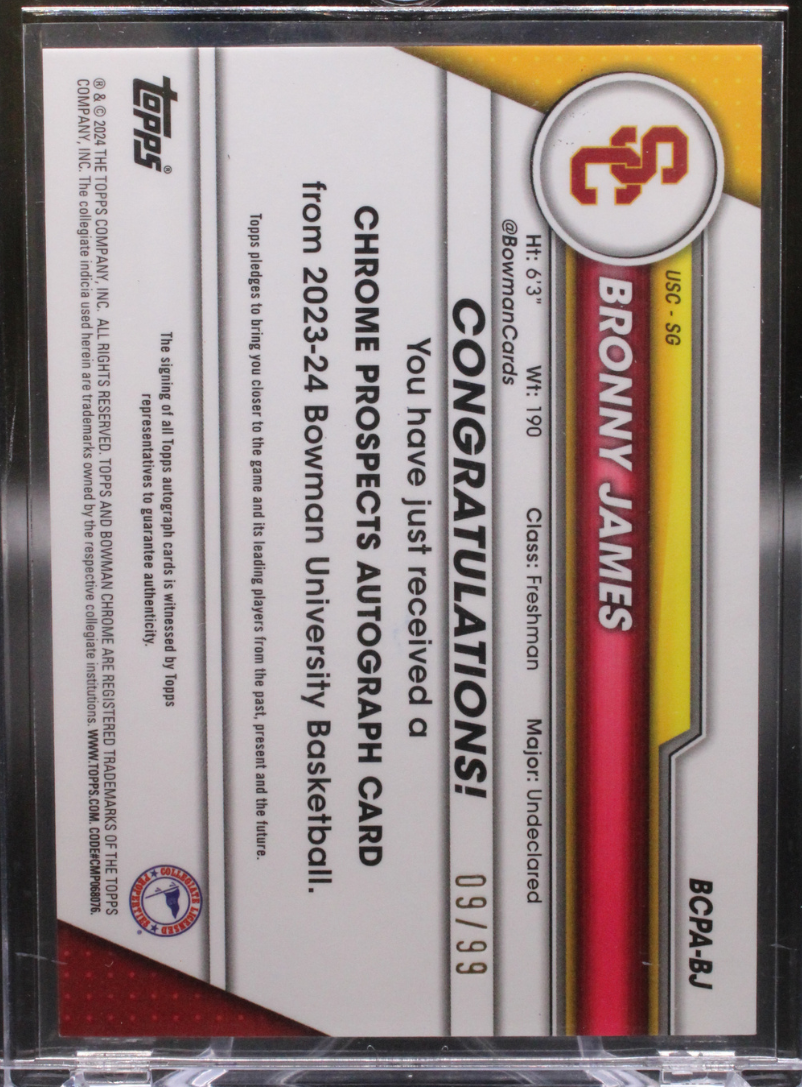 2024 Bowman U Chrome - Bronny James Bcpa-Bj - 1St Bowman Green Auto /99