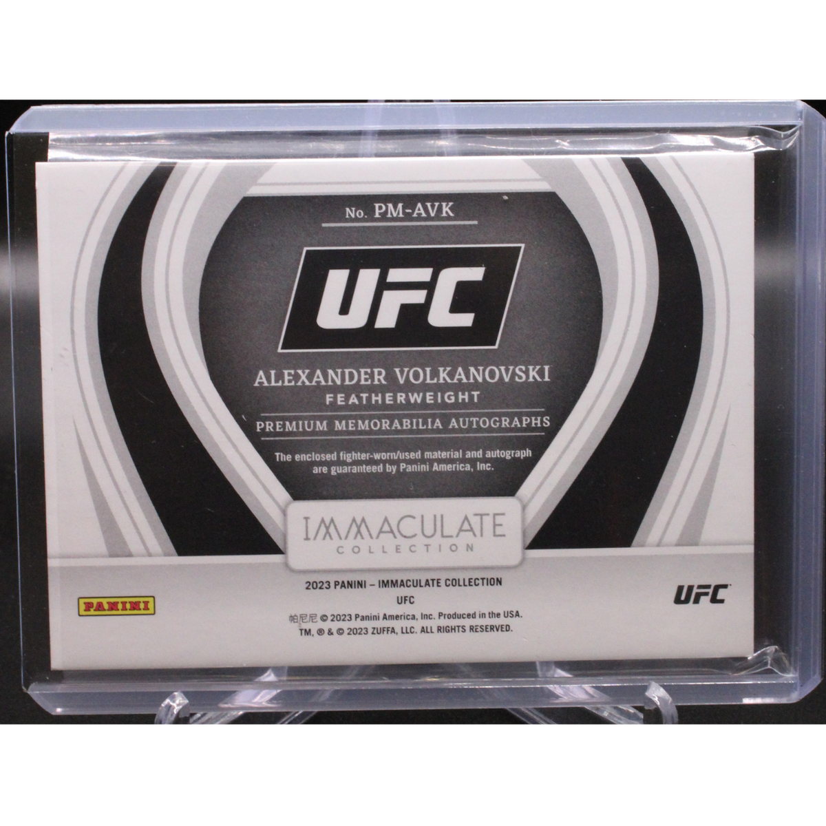 2022 Panini Immaculate UFC - Alexander Volkanovski Pm-Avk - Premium Mem Auto Acetate 8/8