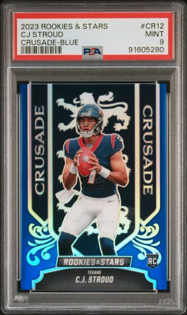 Cj Stroud 2023 Panini Rookies & Stars Crusade-Blue #'D 44/50 PSA 9