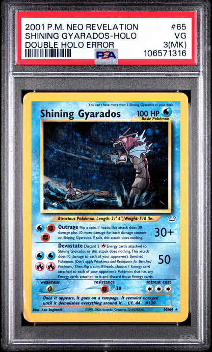 PSA 3 (Mk) Shining Gyarados #65/64 Neo Revelation Unlimited