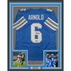 Framed Autographed/Signed Terrion Arnold 35x39 Detroit Blue Football Jersey Beckett BAS COA