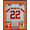 Framed Autographed/Signed Trent McDuffie 35x39 Kansas City White Football Jersey JSA COA