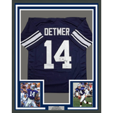 Framed Autographed/Signed Ty Detmer 35x39 Heisman 90 Brigham Young BYU Blue College Football Jersey JSA COA