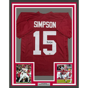 Framed Facsimile Autographed Tyler Ty Simpson 35x39 Alabama Red Reprint Laser Auto College Football Jersey