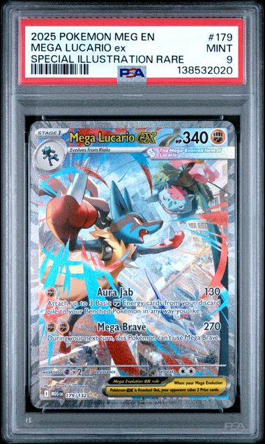 Mega Lucario Ex Pokémon Mega Evolution Special Illustration Rare #179/132 PSA 9