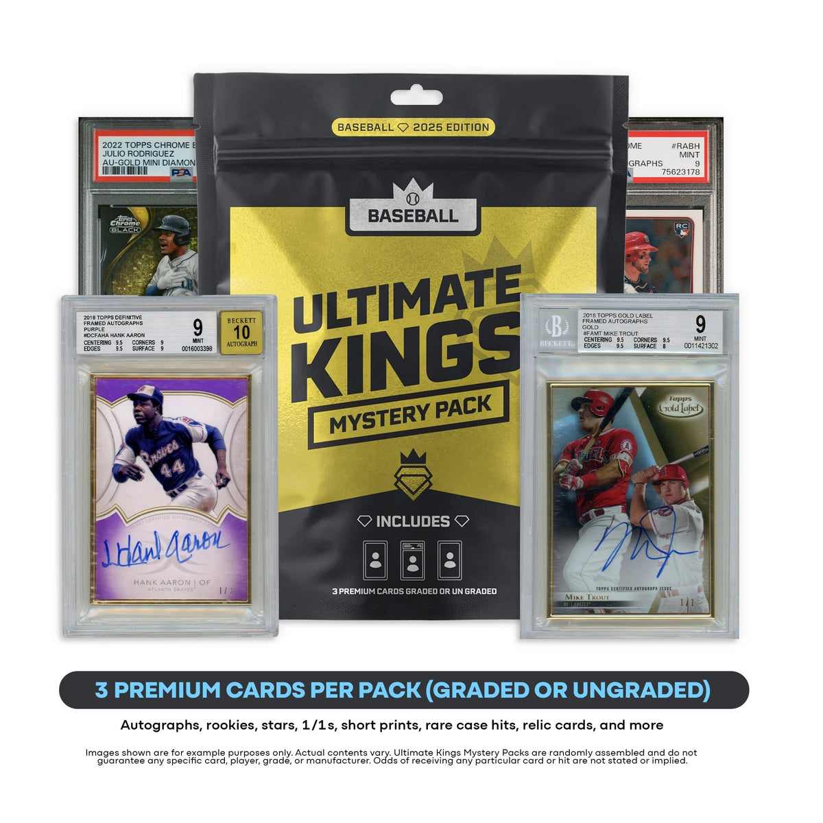 Ultimate Kings - MLB Baseball Mystery Pack (3) Premium Cards Value $250-$2500+