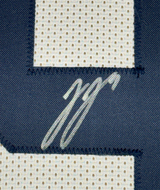 Framed Autographed/Signed J.J. JJ McCarthy 35x39 Michigan White College Stat Football Jersey Beckett BAS COA