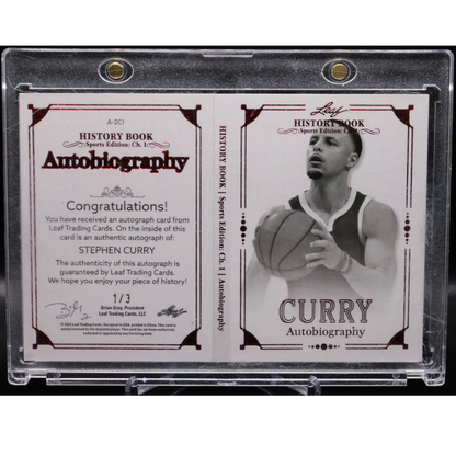 2023 Leaf History Book Sports Edition Ch.1 - Stephen Curry A-Sc1 - Autobiography Booklet /3