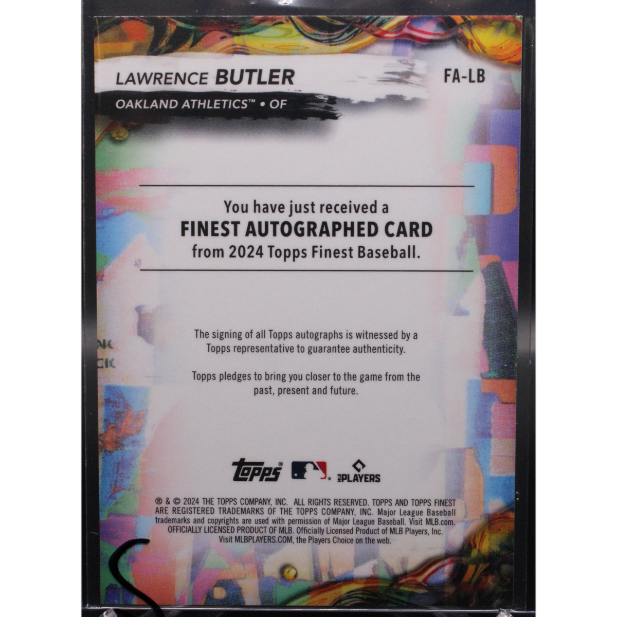2024 Topps Finest Baseball - Lawrence Butler Fb-Lb - Green Auto /75