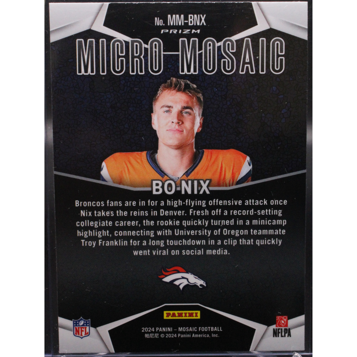 2024 Panini Mosaic Football - Bo Nix Mm-Bnx - Micro Mosaic