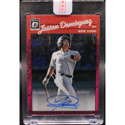 2023 Panini Donruss Optic Baseball - Jasson Dominguez 1990-Jd - Optic Pink Velocity Auto /7