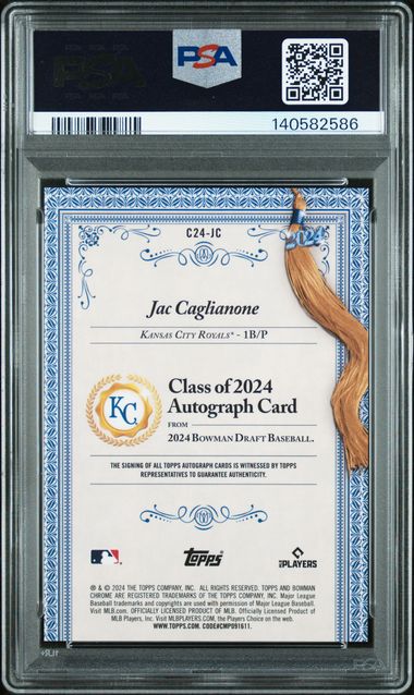 Jac Caglianone 2024 Bowman Draft Class Of 2024 Autograph #'D 154/250 PSA 9