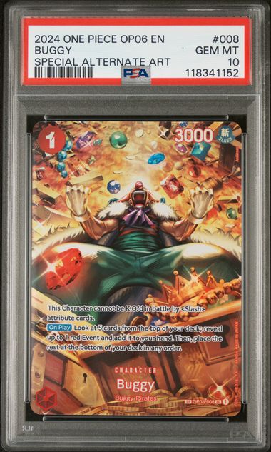 Buggy 2024 One Piece Op-06 Special Alternate Art #Op03-008 PSA 10