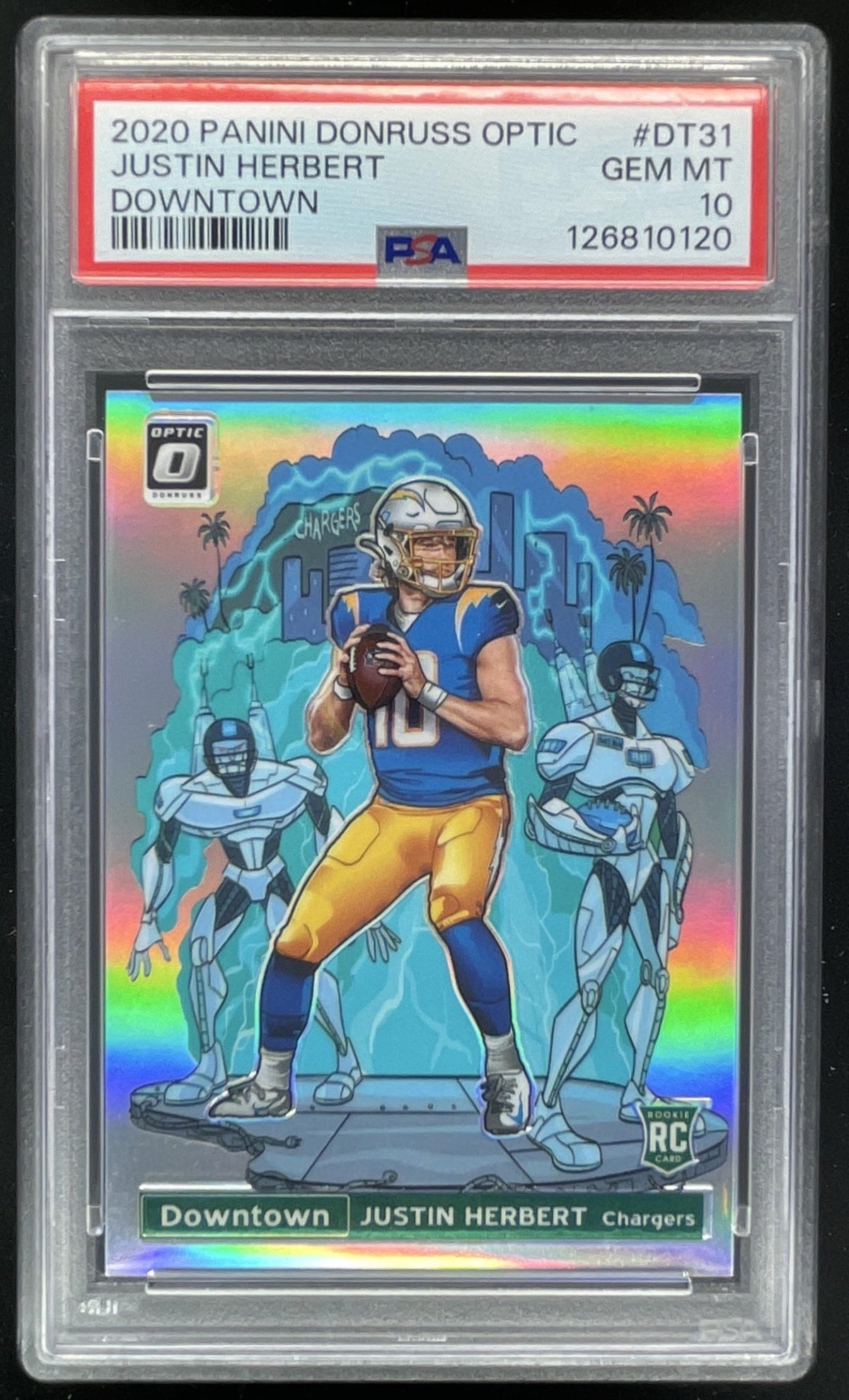 2020 Panini Donruss Optic Downtown SSP #DT-31 Justin Herbert RC PSA 10
