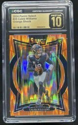 2024 Select Concourse Orange Prizm Shock #25 Caleb Williams RC /499 CGC 10