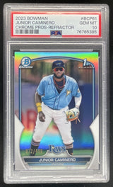 2023 Bowman Chrome Prospects Refractor #BCP-61 Junior Caminero RC /499 PSA 10