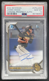 2022 Bowman Chrome Prospect Autographs #CPA-JWD James Wood RC Auto PSA 10
