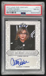 2017 Leaf Pop Century In Memoriam Autographs #CF1 Carrie Fisher PSA 8