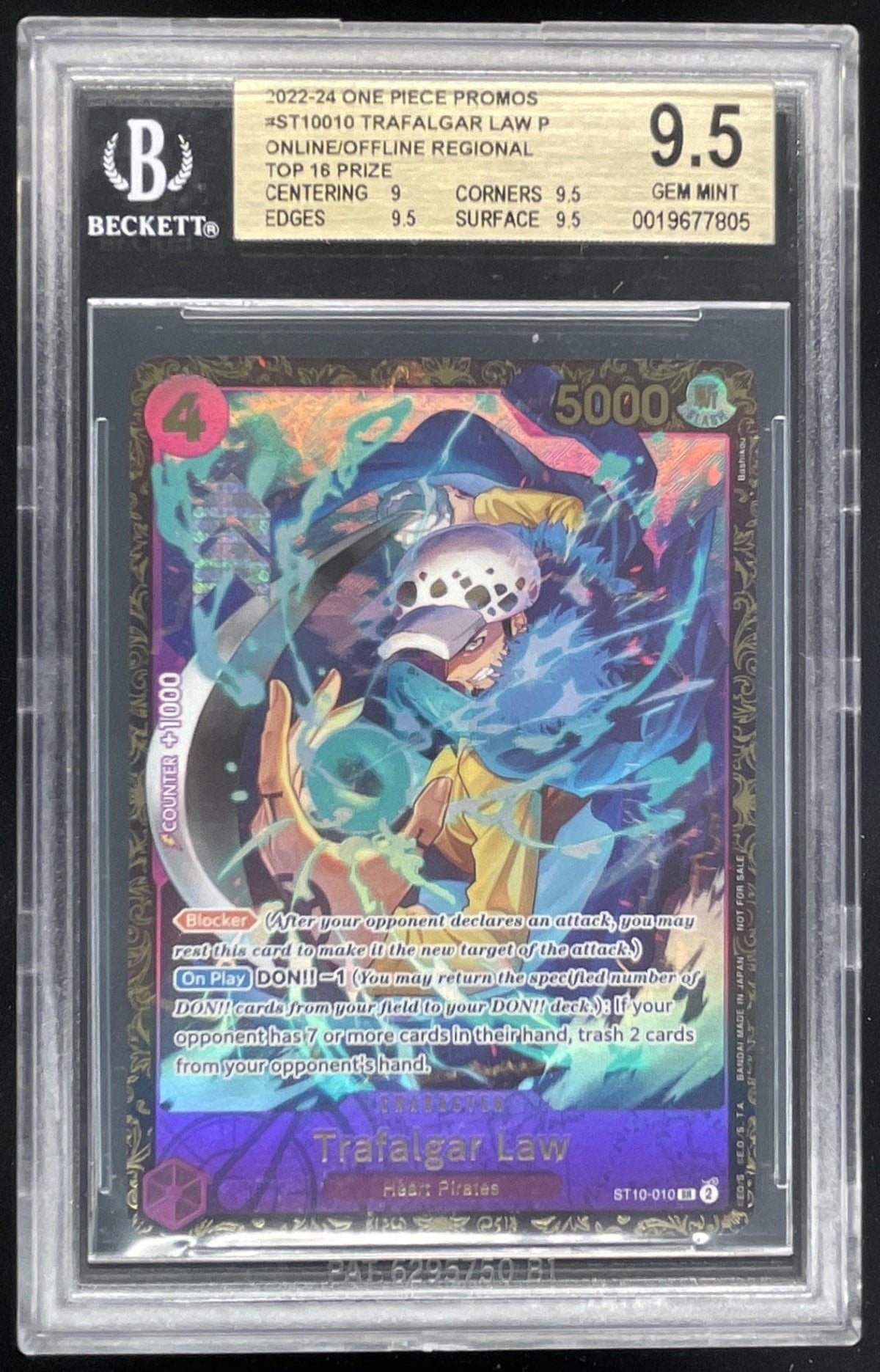 2022-24 One Piece Online/Offline Top 16 Promos #ST10010 Trafalgar Law BGS 9.5