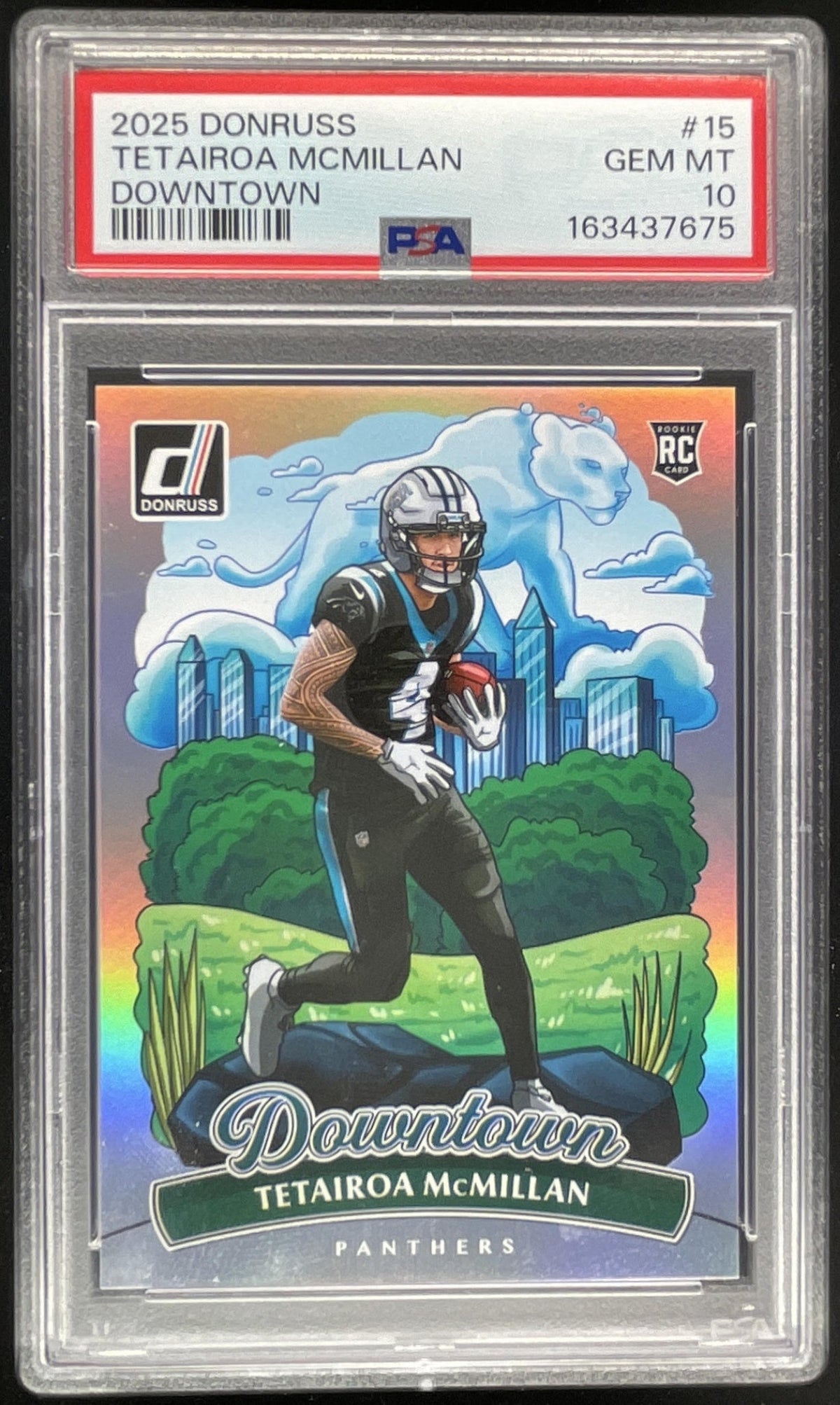 2025 Panini Donruss Downtown! SP #15 Tetairoa McMillan RC PSA 10