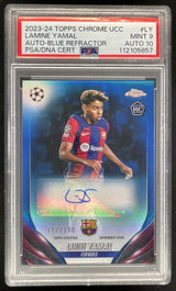 2023-24 Topps Chrome UEFA Chrome Blue #CA-LY Lamine Yamal Auto /150 PSA 9
