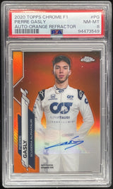 2020 Topps Chrome Formula 1 Chrome Orange #F1A-PG Pierre Gasly Auto /25 PSA 8