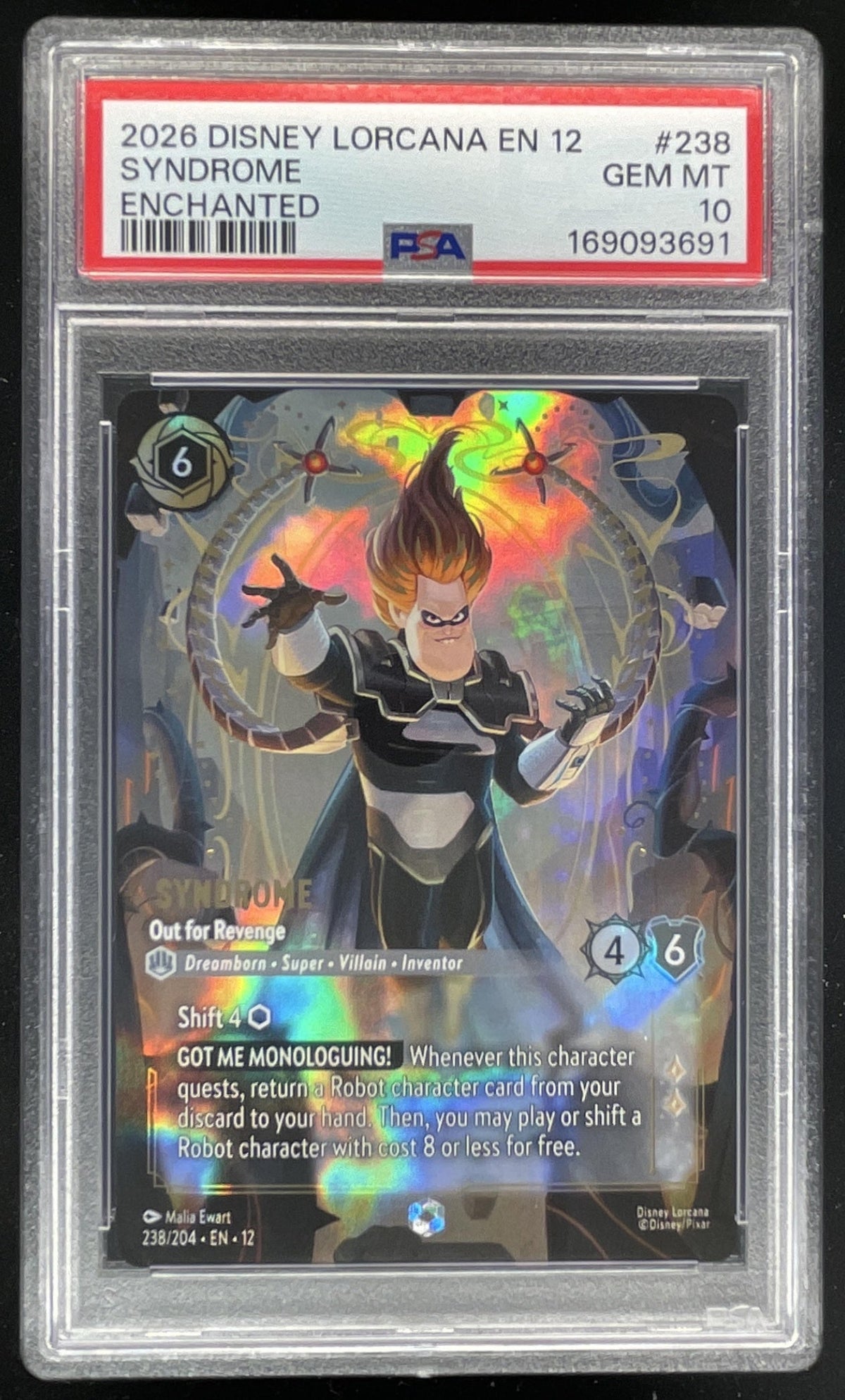 2026 Disney Lorcana Wilds Unknown #238 Syndrome Enchanted PSA 10