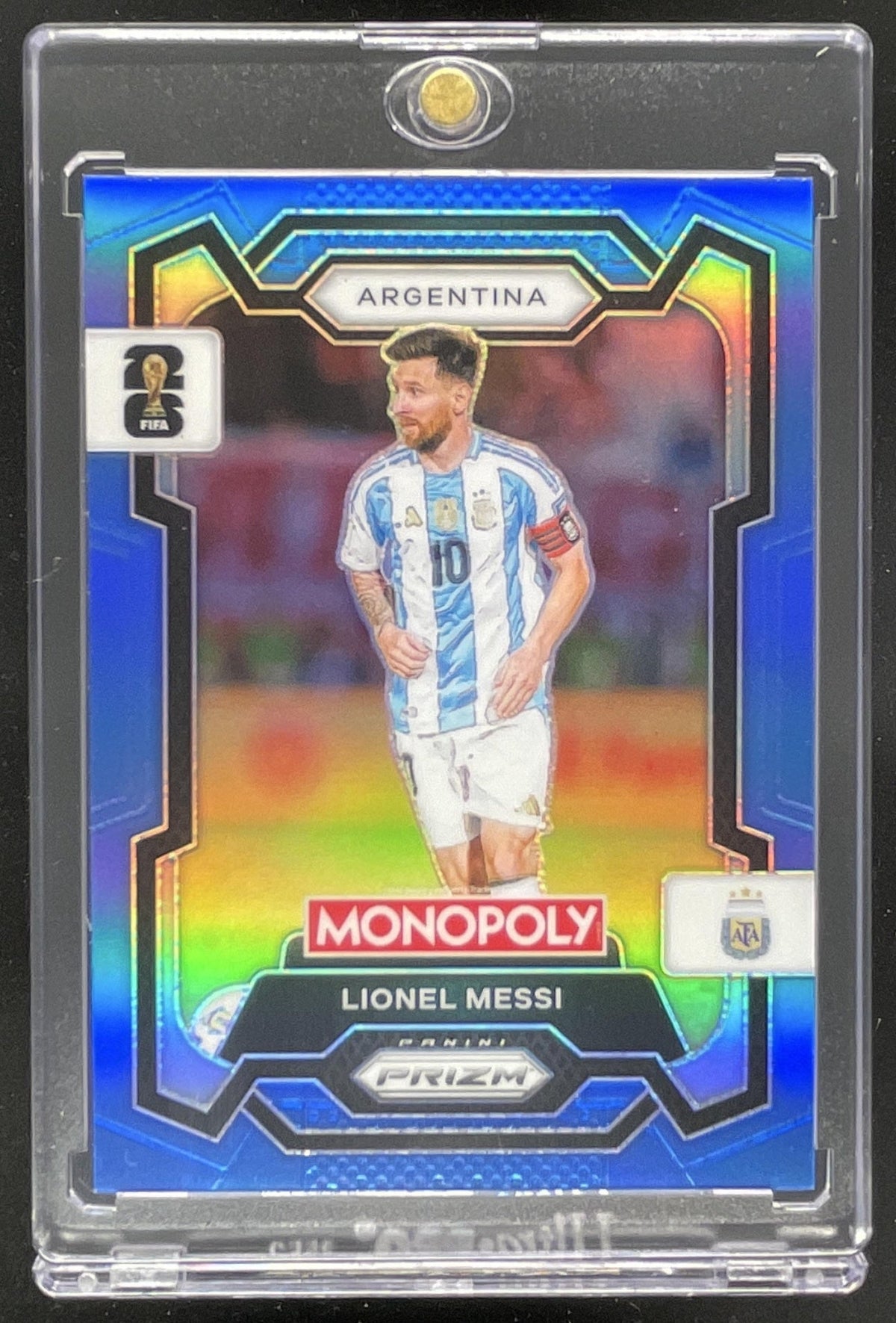 2026 Panini Prizm Monopoly World Cup Boardwalk Blue Prizm #1 Lionel Messi /15