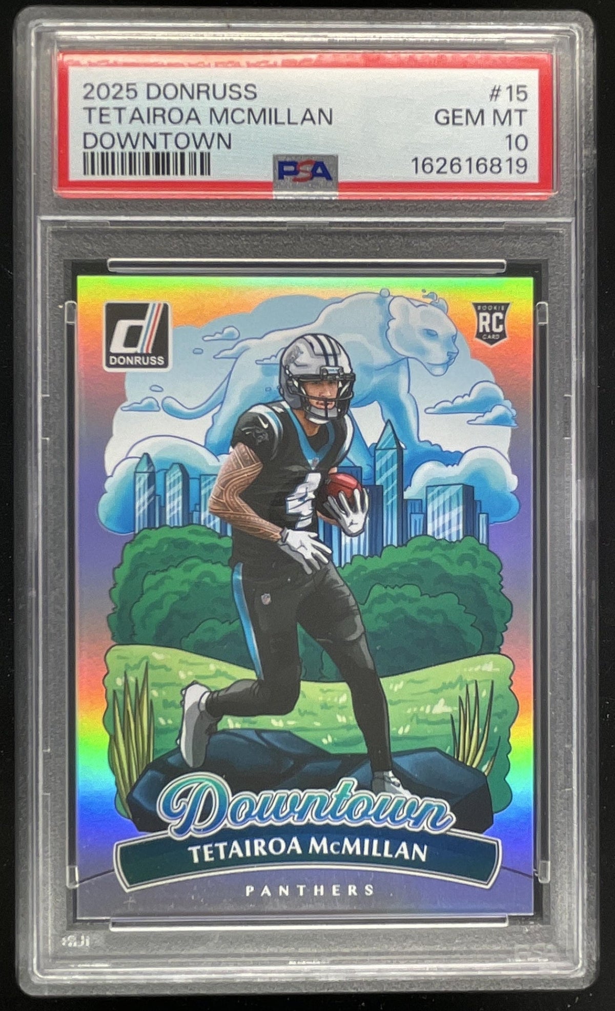2025 Panini Donruss Oversized Downtown! SP #15 Tetairoa McMillan RC PSA 10