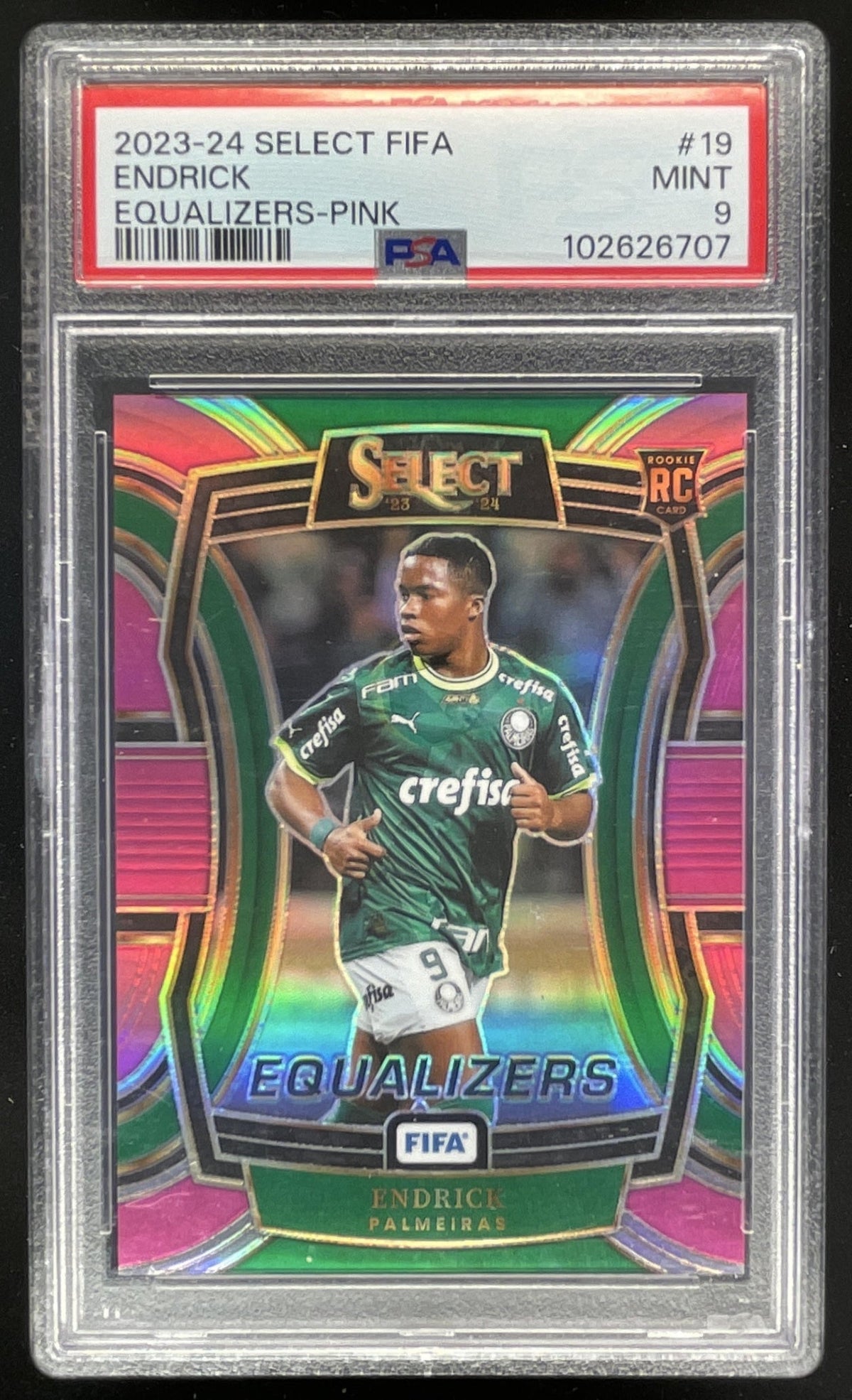 2023-24 Panini Select FIFA Equalizers Pink #19 Endrick /25 PSA 9